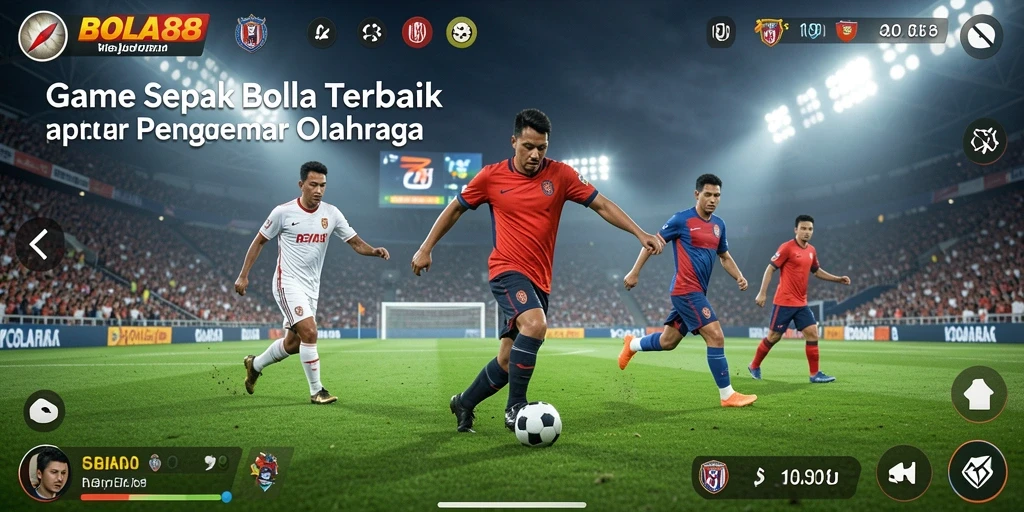 Screenshot gameplay BOLA88 menampilkan aksi pertandingan sepak bola yang intens.