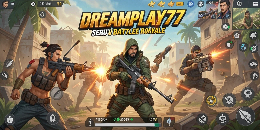 Gameplay seru dalam pertempuran Battle Royale di DREAMPLAY77.