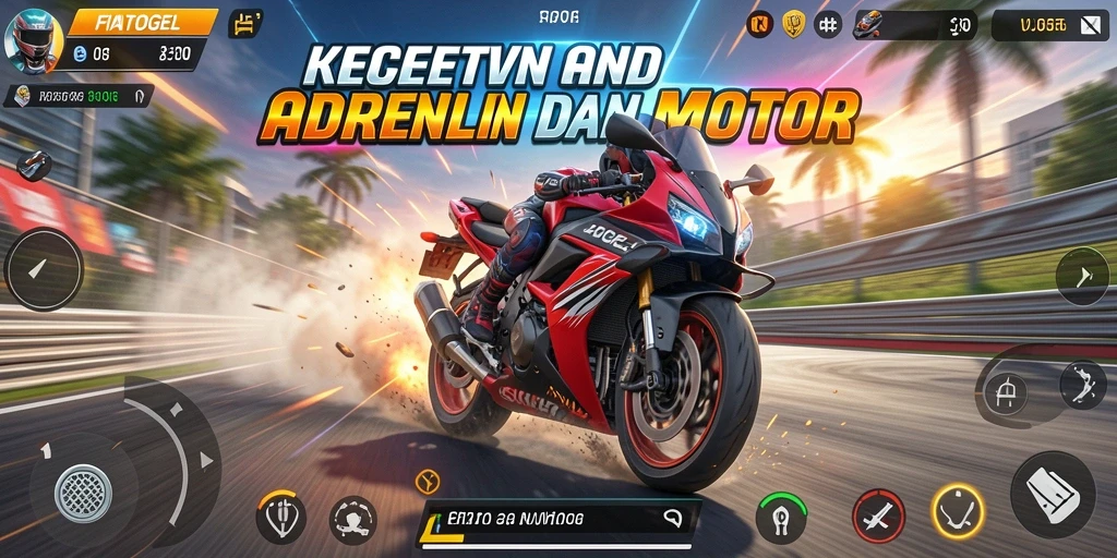Tangkapan layar utama FIATOGEL menunjukkan intensitas balapan motor yang mendebarkan.