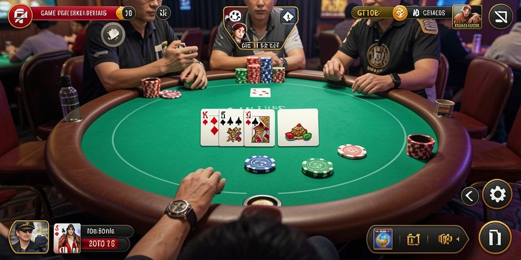 Tampilan gameplay Poker di GT108 yang seru dan menantang.