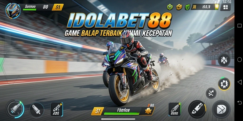 Tampilan gameplay seru dalam balapan cepat di IDOLABET88.