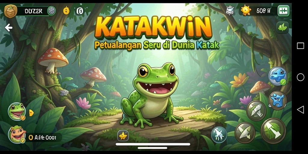 Screenshot gameplay KATAKWIN yang menampilkan petualangan katak yang seru.