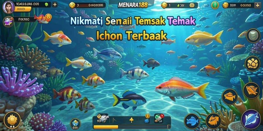 Screenshot MENARA188 menampilkan aksi seru dalam menembak ikan.