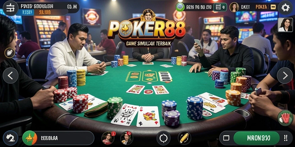 Tampilan menarik dari gameplay Poker di aplikasi POKER88.