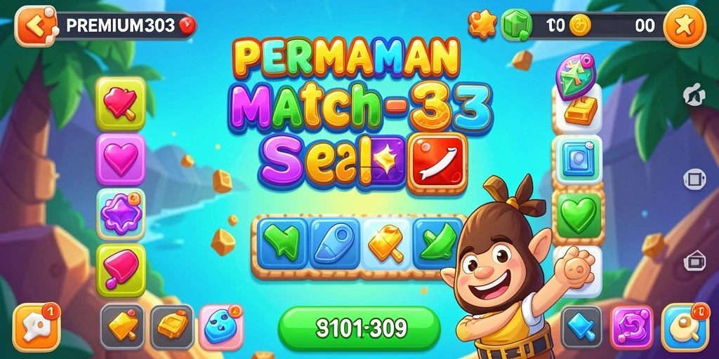Tampilan gameplay PREMIUM303 yang penuh warna dan menantang.