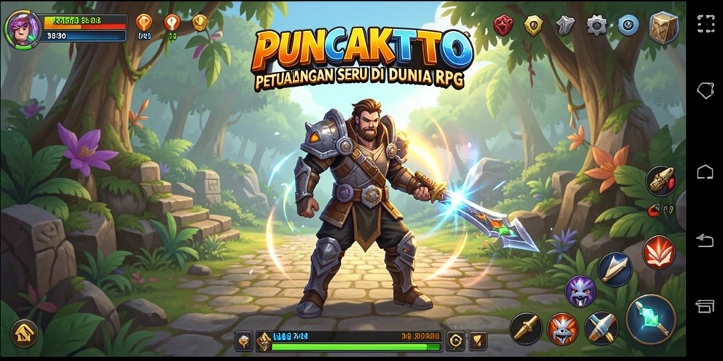 Screenshot gameplay RPG PUNCAKTOTO yang penuh aksi.