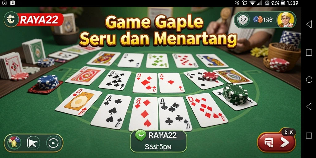 Tampilan gameplay seru RAYA22 dengan suasana Gaple.