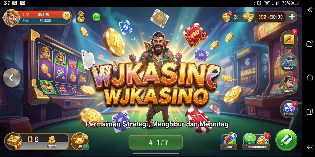 Screenshot gameplay WJKASINO menampilkan desain kasino yang mengesankan.